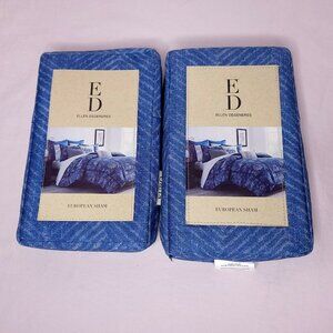 Ellen Degeneres Set of 2 ED European Pillow Sham Hanako Jean Blue 26x26